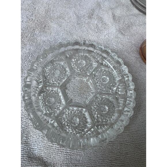 Vintage Italian Pressed Glass Ashtray -set Of Two - Picture 3 of 7